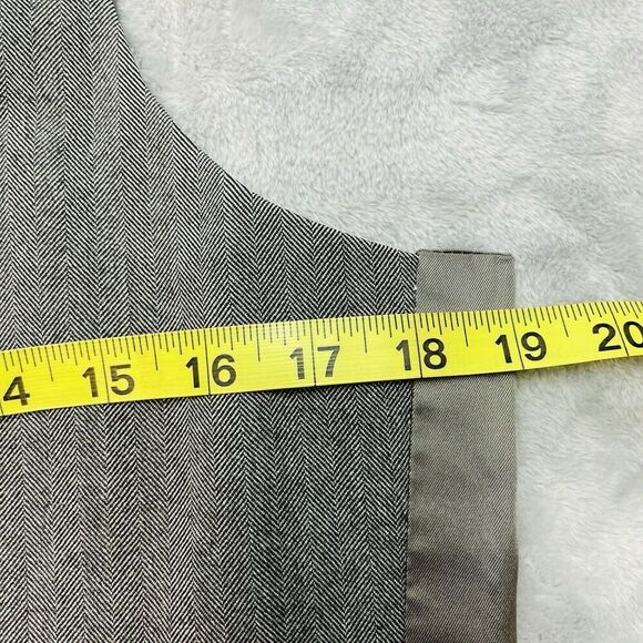 Classic Formal Waistcoat Vest Mens M Gray Herringbone Wool Button Up - Picture 4 of 5